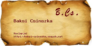 Baksi Csinszka névjegykártya
